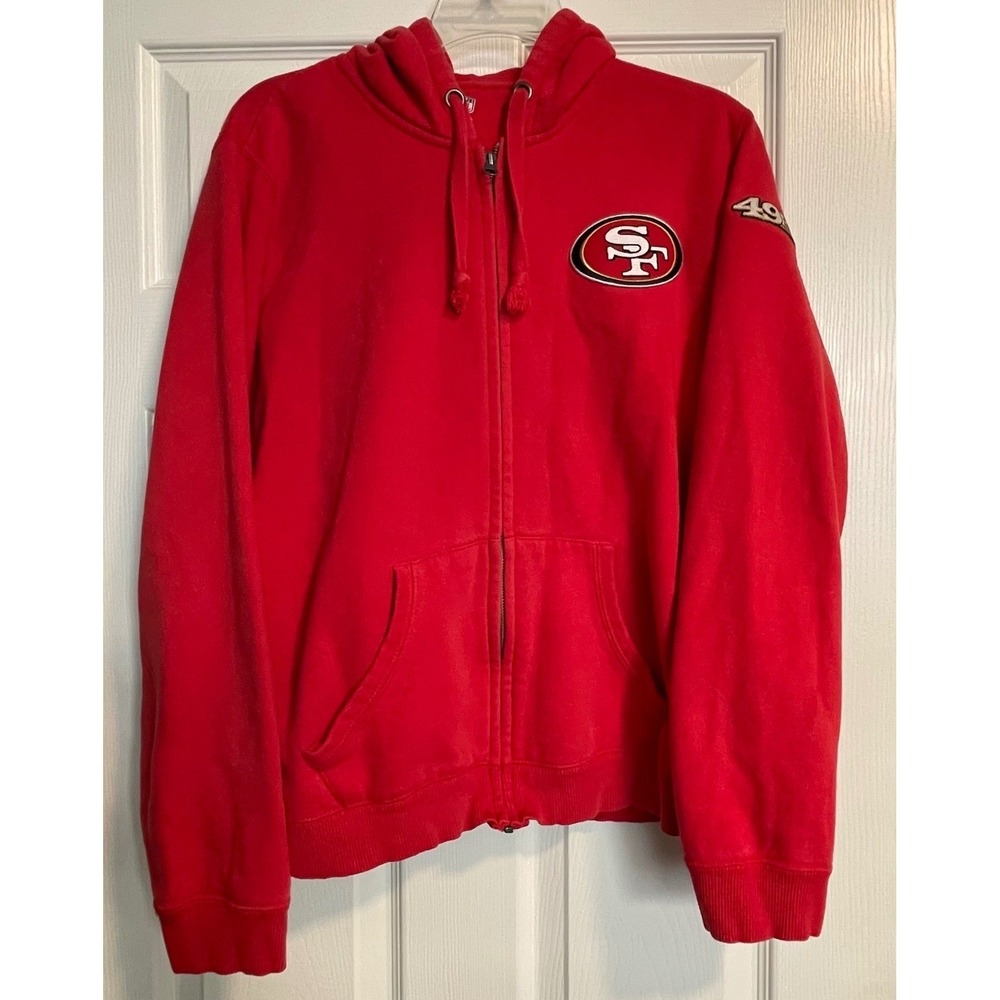 NFL‎ Pro Line San Francisco 49ers Red Full Zip Hoodie Sweatshirt Mens XL Cotton